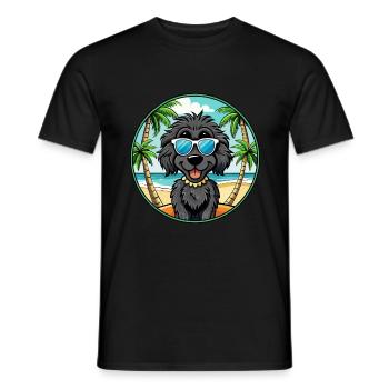 Lunettes de soleil de dessin animé de race de chien terrier russe noir - T-shirt homme - noir - Devant - AI Model Male 178 light (178cm)