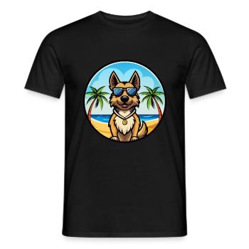 Bohemian Shepherd Dog Breed Cartoon Sunglass Beach - Men's T-Shirt - black - Front - AI Model Male 178 light (178cm)