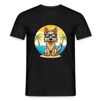 Berger Picard Chien Race Dessin Animé Lunettes de Soleil Plage - T-shirt homme - noir - Devant - AI Model Male 178 light (178cm)