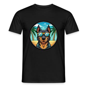 Beauceron Chien Race Dessin Animé Lunettes De Soleil Plage - T-shirt homme - noir - Devant - AI Model Male 178 light (178cm)