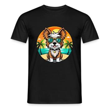 Biewer Terrier Dog Breed Cartoon Sunglasses Beach - Men's T-Shirt - black - Front - AI Model Male 178 light (178cm)