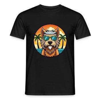 Briard Dog Breed Cartoon Sunglasses Beach - Men's T-Shirt - black - Front - AI Model Male 178 light (178cm)