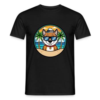 Cao De Seo Miguel Hunderasse Cartoon Strand - Männer T-Shirt - Schwarz - Vorne - AI Model Male 178 light (178cm)