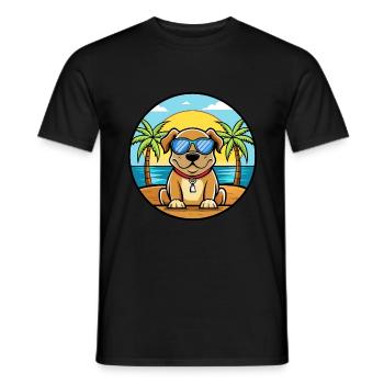 Broholmer Hunderasse Cartoon Sonnenbrille Strand - Männer T-Shirt - Schwarz - Vorne - AI Model Male 178 light (178cm)