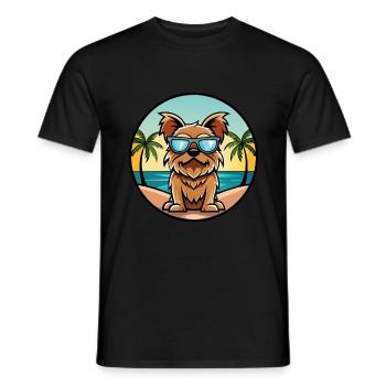 Brussels Griffon Dog Breed Cartoon Sunglass Beach - Men's T-Shirt - black - Front - AI Model Male 178 light (178cm)