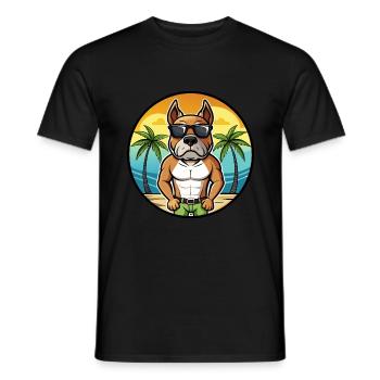 Bull Boxer Dog Breed Cartoon Sunglasses Beach - Men's T-Shirt - black - Front - AI Model Male 178 light (178cm)