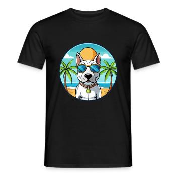 Bull Terrier Dog Breed Cartoon Sunglasses Beach - Men's T-Shirt - black - Front - AI Model Male 178 light (178cm)