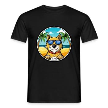 Cao De Gado Transmontano Hunderasse Cartoon Strand - Männer T-Shirt - Schwarz - Vorne - AI Model Male 178 light (178cm)