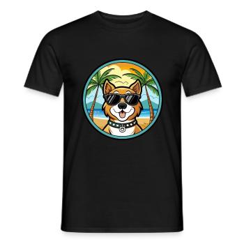 Cao De Castro Laboreiro Hunderasse Cartoon Strand - Männer T-Shirt - Schwarz - Vorne - AI Model Male 178 light (178cm)