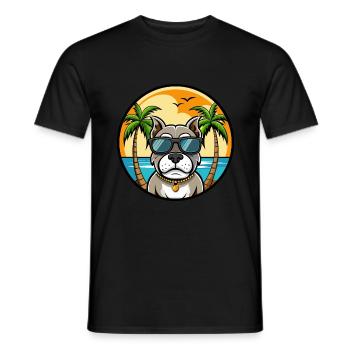 Bully Kutta Chien Race Dessin Animé Lunettes De Soleil Plage - T-shirt homme - noir - Devant - AI Model Male 178 light (178cm)