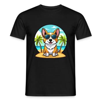 Cardigan Welsh Corgi Dog Breed Cartoon Sunglasses - Men's T-Shirt - black - Front - AI Model Male 178 light (178cm)