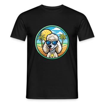 Corded Poodle Dog Breed Cartoon Sunglasses Beach - Men's T-Shirt - black - Front - AI Model Male 178 light (178cm)