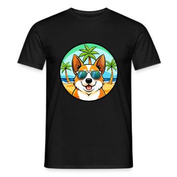 Corgi Dog Breed Cartoon Sunglasses Beach - Men's T-Shirt - black - Front - AI Model Male 178 light (178cm)