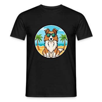 Collie Dog Breed Cartoon Sunglasses Beach - Men's T-Shirt - black - Front - AI Model Male 178 light (178cm)
