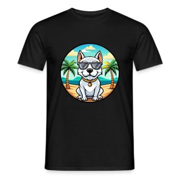 Dogue Argentino Chien Race Dessin Animé Lunettes De Soleil Plage - T-shirt homme - noir - Devant - AI Model Male 178 light (178cm)