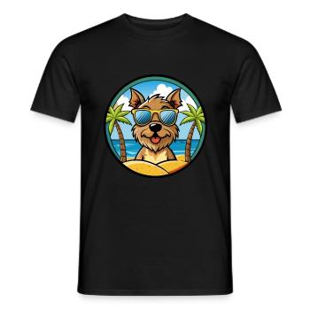 Border Terrier Dog Breed Cartoon Sunglasses Beach - Men's T-Shirt - black - Front - AI Model Male 178 light (178cm)