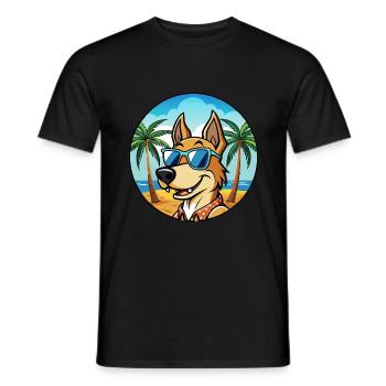 Cimarron Uruguayo Dog Breed Cartoon Sunglass Beach - Men's T-Shirt - black - Front - AI Model Male 178 light (178cm)