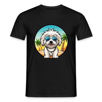 Coton De Tulear Hunderasse Cartoon Sonnenbrille Strand - Männer T-Shirt - Schwarz - Vorne - AI Model Male 178 light (178cm)