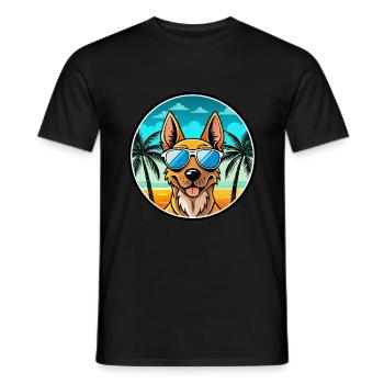 Berger Hollandais Chien Race Dessin Animé Lunettes De Soleil Plage - T-shirt homme - noir - Devant - AI Model Male 178 light (178cm)