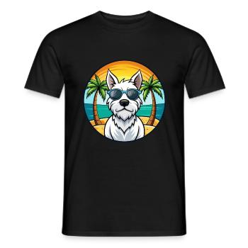 Lunettes de soleil de dessin animé de race de chien Terrier blanc anglais - T-shirt homme - noir - Devant - AI Model Male 178 light (178cm)