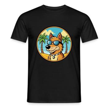 Frisian Pointing Dog Breed Cartoon Sunglass Beach - Men's T-Shirt - black - Front - AI Model Male 178 light (178cm)