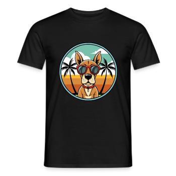 French Gascony Pointer Dog Breed Cartoon Beach - Men's T-Shirt - black - Front - AI Model Male 178 light (178cm)