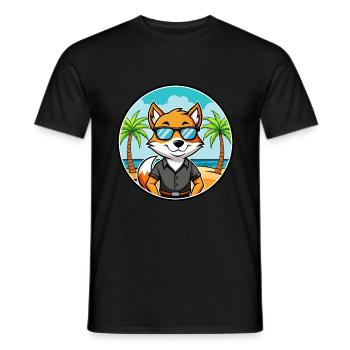 English Foxhound Dog Breed Cartoon Sunglass Beach - Men's T-Shirt - black - Front - AI Model Male 178 light (178cm)