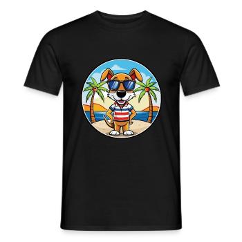 Lunettes de soleil de dessin animé de race de chien de chasse tricolore français - T-shirt homme - noir - Devant - AI Model Male 178 light (178cm)