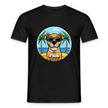 Brasileiro Chien Race Dessin Animé Lunettes De Soleil Plage - T-shirt homme - noir - Devant - AI Model Male 178 light (178cm)