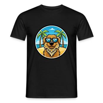 Friesische Wasserhundrasse Cartoon Sonnenbrille Strand - Männer T-Shirt - Schwarz - Vorne - AI Model Male 178 light (178cm)