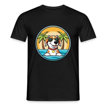 Estnischer Windhund Rasse Cartoon Sonnenbrille Strand - Männer T-Shirt - Schwarz - Vorne - AI Model Male 178 light (178cm)