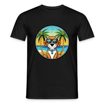 Lunettes de soleil de dessin animé de race de chien de Bretagne française plage - T-shirt homme - noir - Devant - AI Model Male 178 light (178cm)