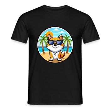 Hokkaido Hunderasse Cartoon Sonnenbrille Strand - Männer T-Shirt - Schwarz - Vorne - AI Model Male 178 light (178cm)