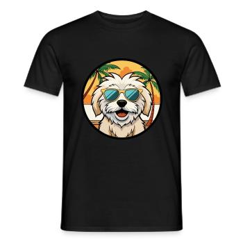 Havenese Chien Race Dessin Animé Lunettes De Soleil Plage - T-shirt homme - noir - Devant - AI Model Male 178 light (178cm)