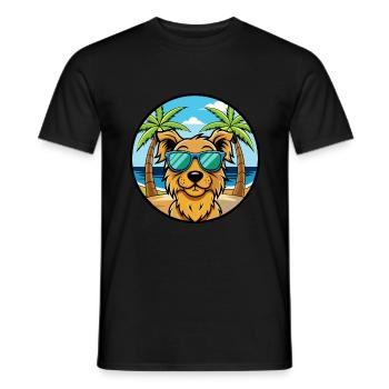 Hovawart Chien Race Dessin Animé Lunettes de Soleil Plage - T-shirt homme - noir - Devant - AI Model Male 178 light (178cm)