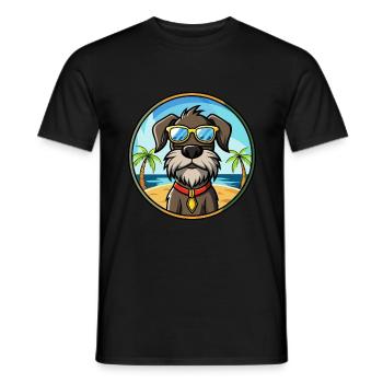 Deutscher Drahthaar Vorstehhund Rasse Cartoon Strand - Männer T-Shirt - Schwarz - Vorne - AI Model Male 178 light (178cm)
