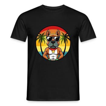 Deutscher Boxer Hund Rasse Cartoon Sonnenbrille Strand - Männer T-Shirt - Schwarz - Vorne - AI Model Male 178 light (178cm)