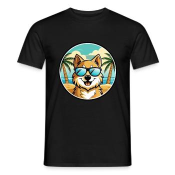 German Spitz Dog Breed Cartoon Sunglasses Beach - Men's T-Shirt - black - Front - AI Model Male 178 light (178cm)
