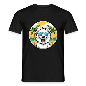 Grandes Pyrénées Chien Race Dessin Animé Lunettes De Soleil Plage - T-shirt homme - noir - Devant - AI Model Male 178 light (178cm)