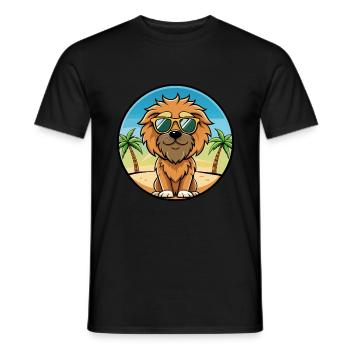 Griffon Fauve De Bretagne Hunderasse Cartoon Strand - Männer T-Shirt - Schwarz - Vorne - AI Model Male 178 light (178cm)