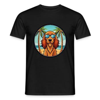 Irish Setter Dog Breed Cartoon Sunglasses Beach - Men's T-Shirt - black - Front - AI Model Male 178 light (178cm)