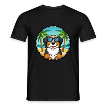 Grand Bouvier Suisse Race Cartoon Beach - T-shirt homme - noir - Devant - AI Model Male 178 light (178cm)
