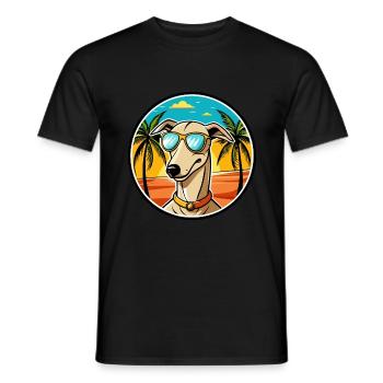 Greyhound Chien Race Dessin Animé Lunettes De Soleil Plage - T-shirt homme - noir - Devant - AI Model Male 178 light (178cm)