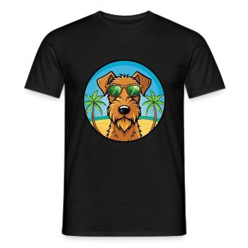 Irish Terrier Dog Breed Cartoon Sunglasses Beach - Men's T-Shirt - black - Front - AI Model Male 178 light (178cm)