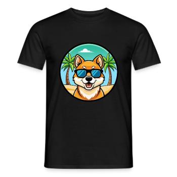 Jindo Dog Breed Cartoon Sunglasses Beach - Men's T-Shirt - black - Front - AI Model Male 178 light (178cm)