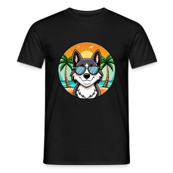 Karelian Bear Dog Breed Cartoon Sunglasses Beach - Men's T-Shirt - black - Front - AI Model Male 178 light (178cm)
