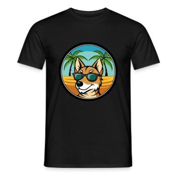 Hygenhund Chien Race Dessin Animé Lunettes De Soleil Plage - T-shirt homme - noir - Devant - AI Model Male 178 light (178cm)