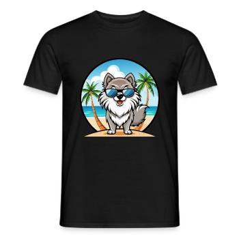 Keeshond Dog Breed Cartoon Sunglasses Beach - Men's T-Shirt - black - Front - AI Model Male 178 light (178cm)