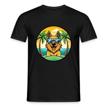 Roi Berger Chien Race Dessin Animé Lunettes De Soleil Plage - T-shirt homme - noir - Devant - AI Model Male 178 light (178cm)