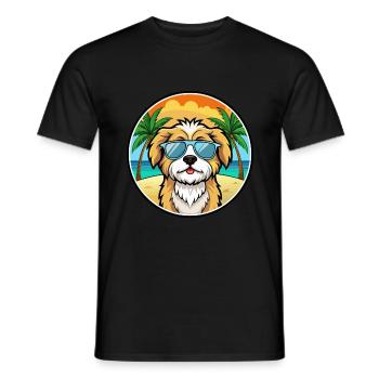 Lhasa Apso Hunderasse Cartoon Sonnenbrille Strand - Männer T-Shirt - Schwarz - Vorne - AI Model Male 178 light (178cm)